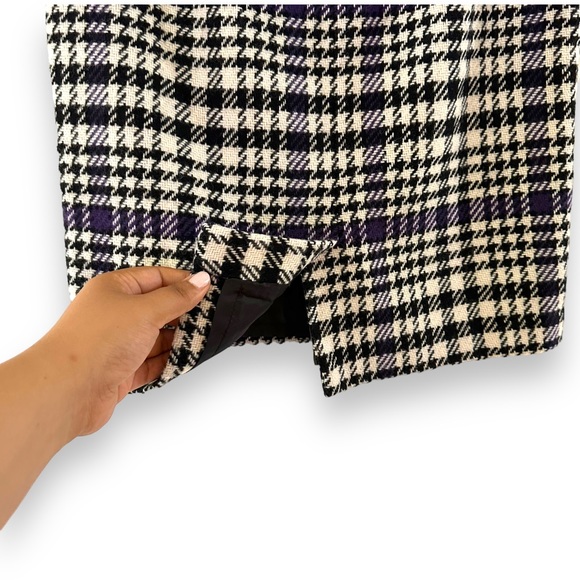 Talbots Women’s Houndstooth Wool Blend Mini Skirt Black, White, Purple Size 4 - Picture 7 of 9